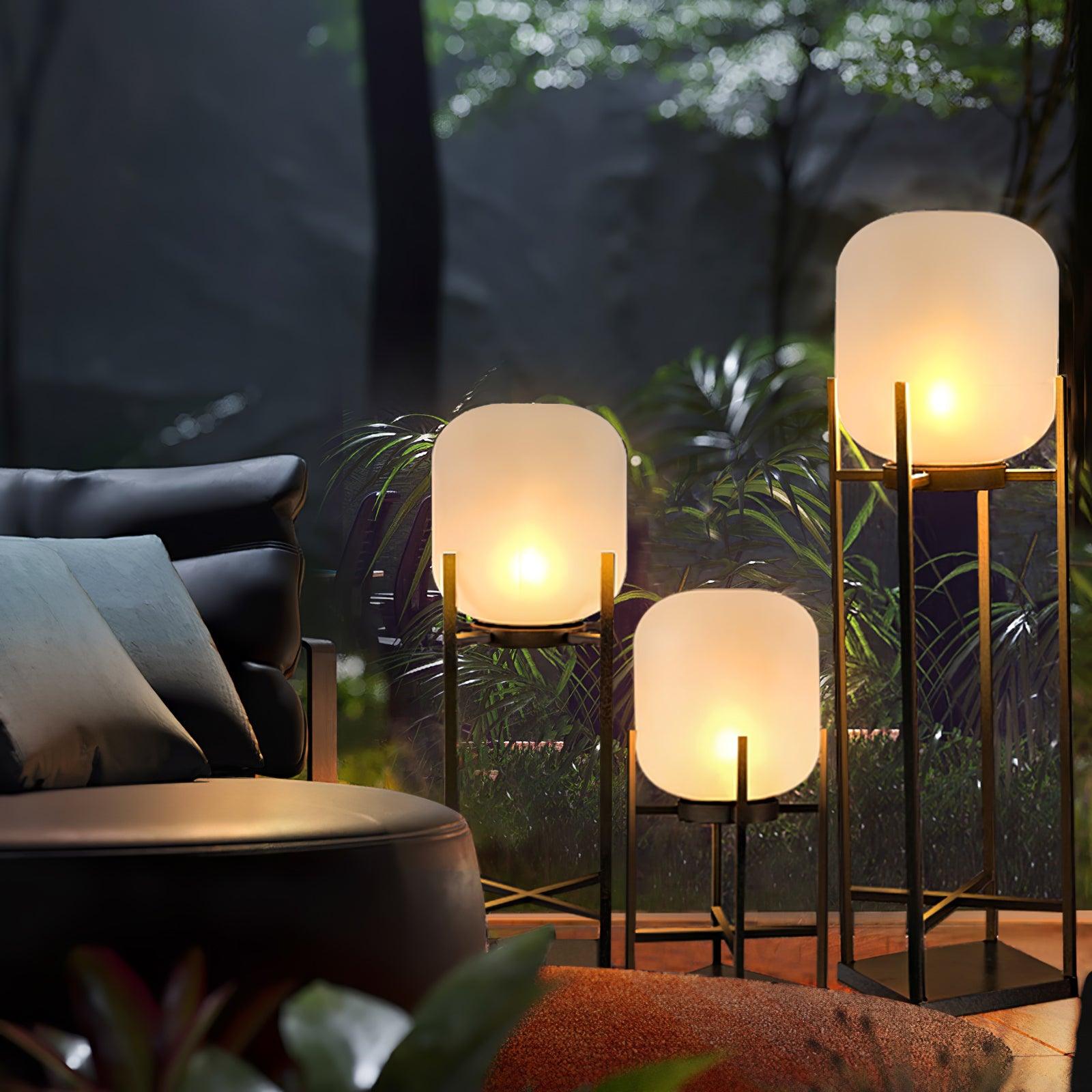 Lantern Floor Lamp - Solar LED Light for Garden, Patio & Outdoor Pathway