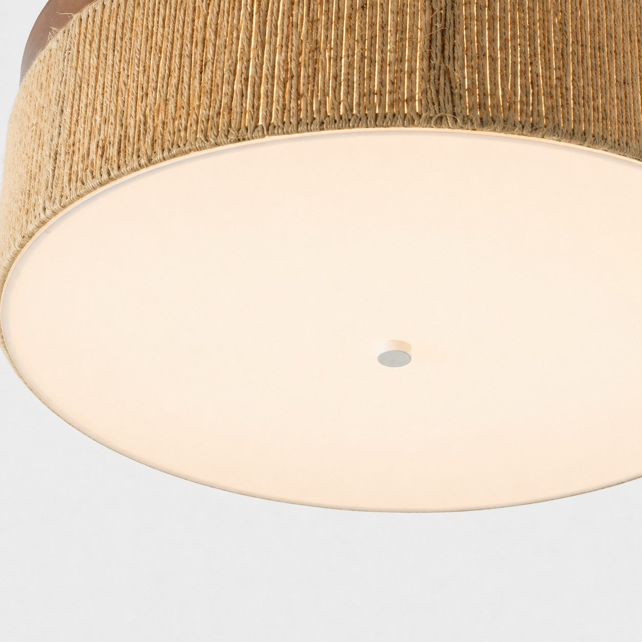 Wabi-Sabi-LED-Deckenleuchte aus massivem Holz und geflochtenem Seil