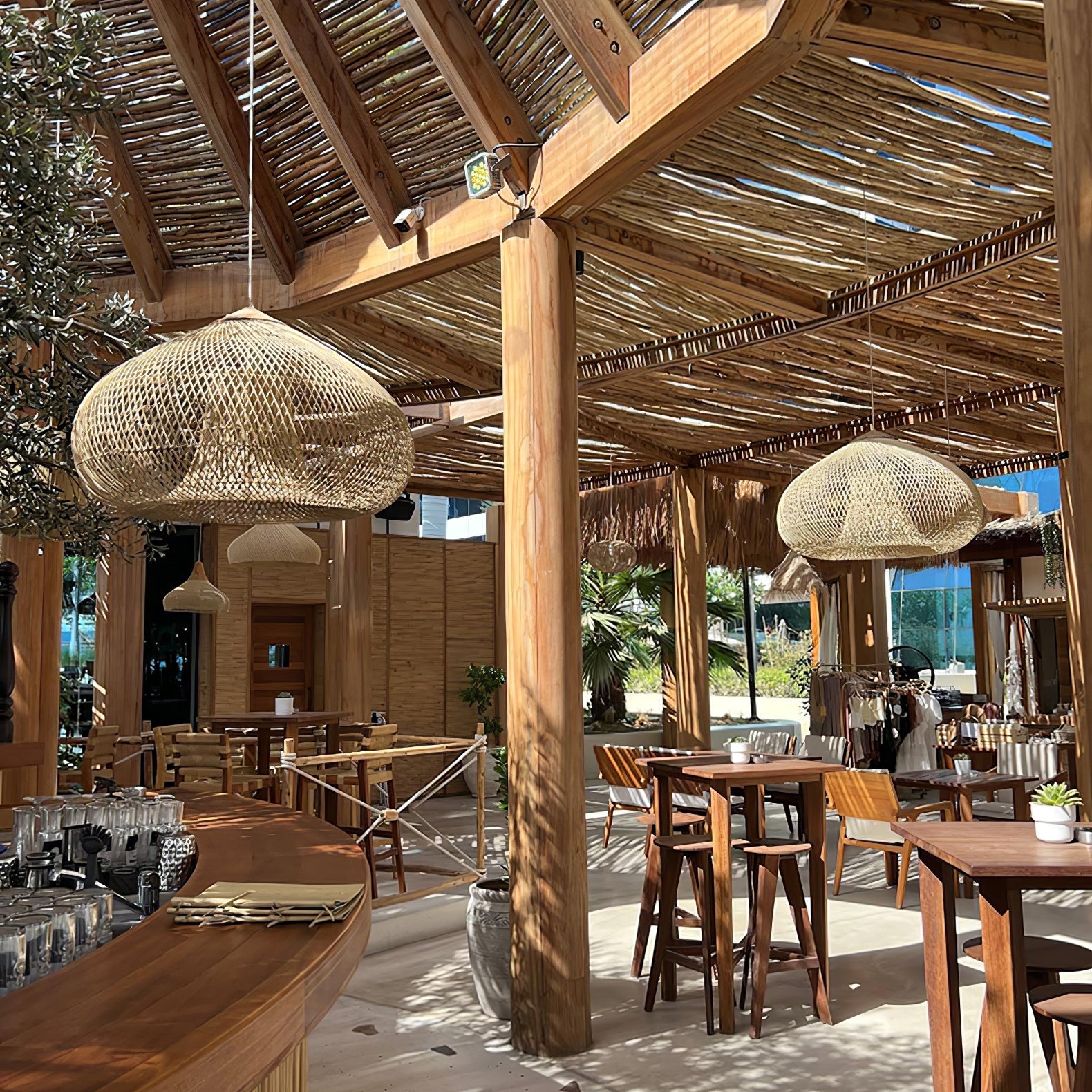 Woven Rattan Wood Plug-In Pendant Light