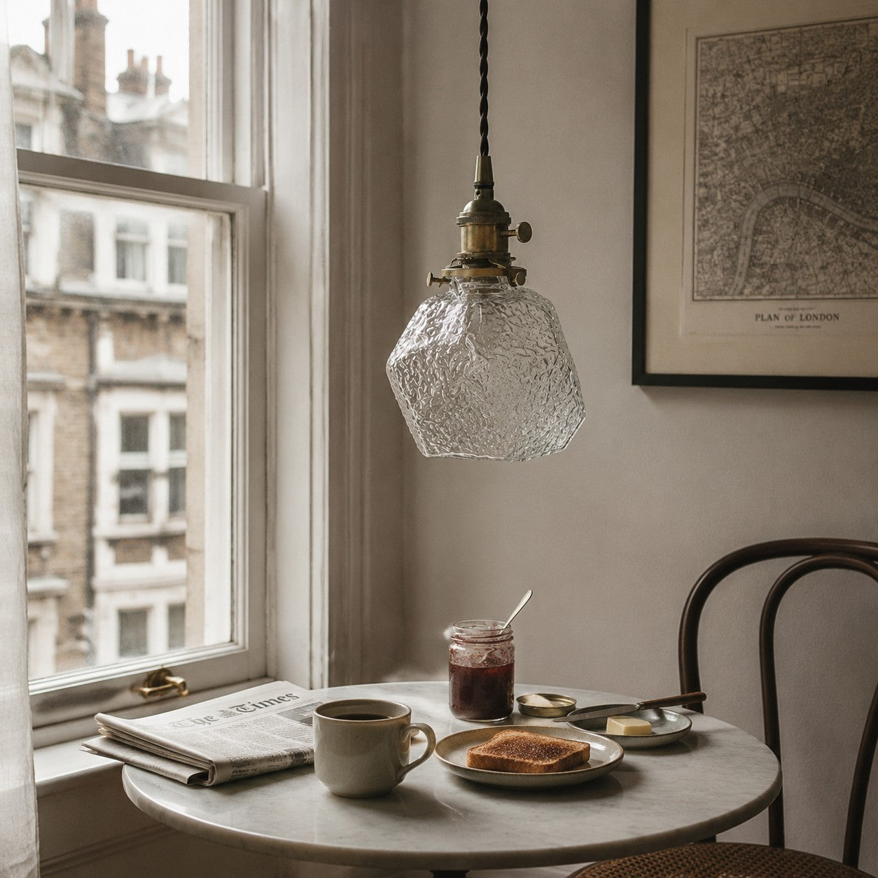 Vintage Faceted Glass Pendant Light