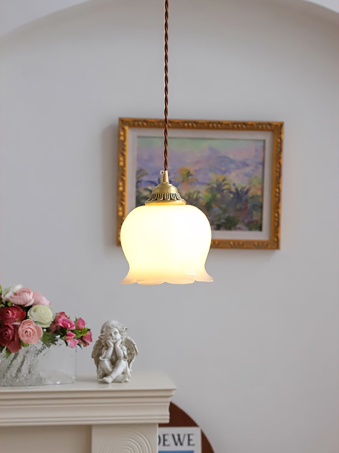 Brass Resin Petal Plug-In Pendant