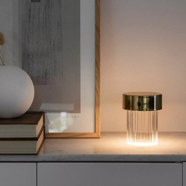 Tragbare Tischlampe – wiederaufladbare Glaslampe für Wohnzimmer und Schreibtisch