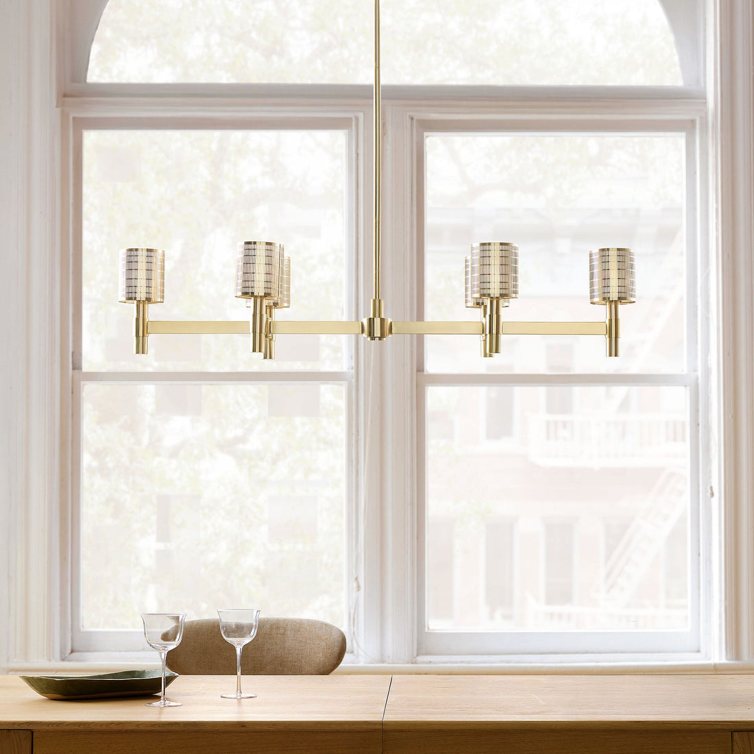 Galvia Adjustable Metal Chandelier  - 6-Light Champagne Bronze Design