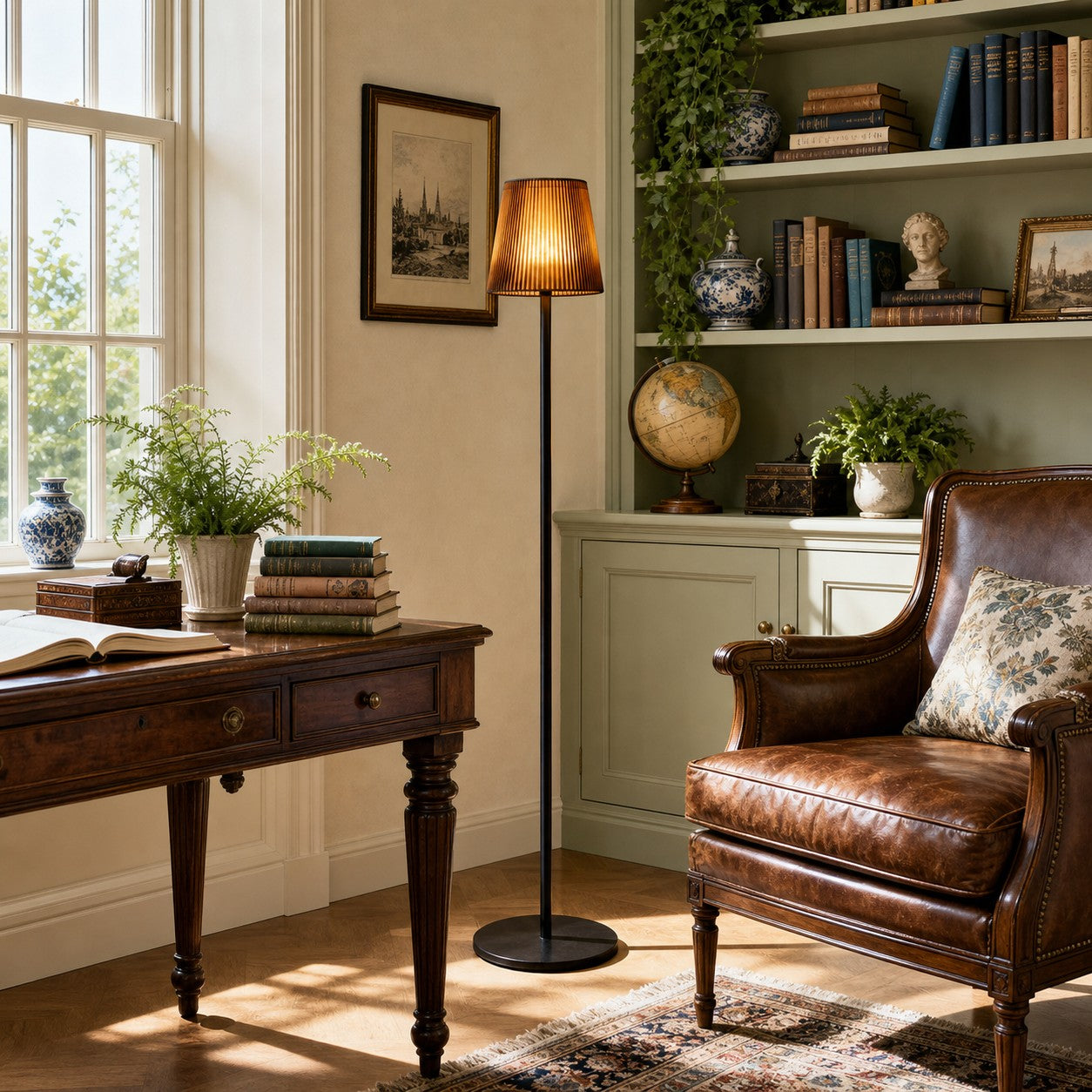 Amber Ribbed Floor Lamp