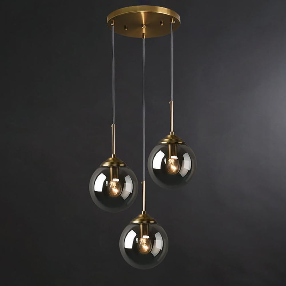Glass Orb Pendant Light -  Industrial Ball Metal Lamp For Living Room