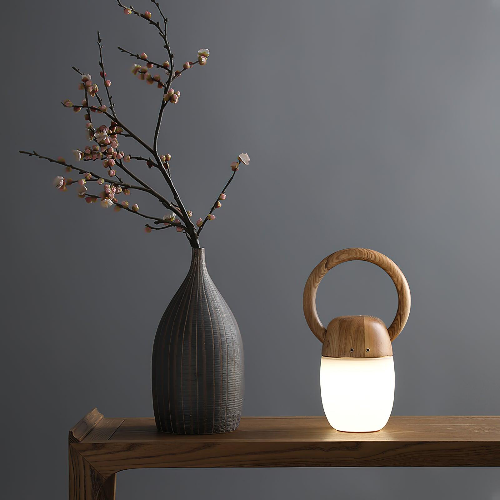 Zen Buddha Tischlampe – Wiederaufladbare LED-Lampe aus Holz für Zuhause und Büro