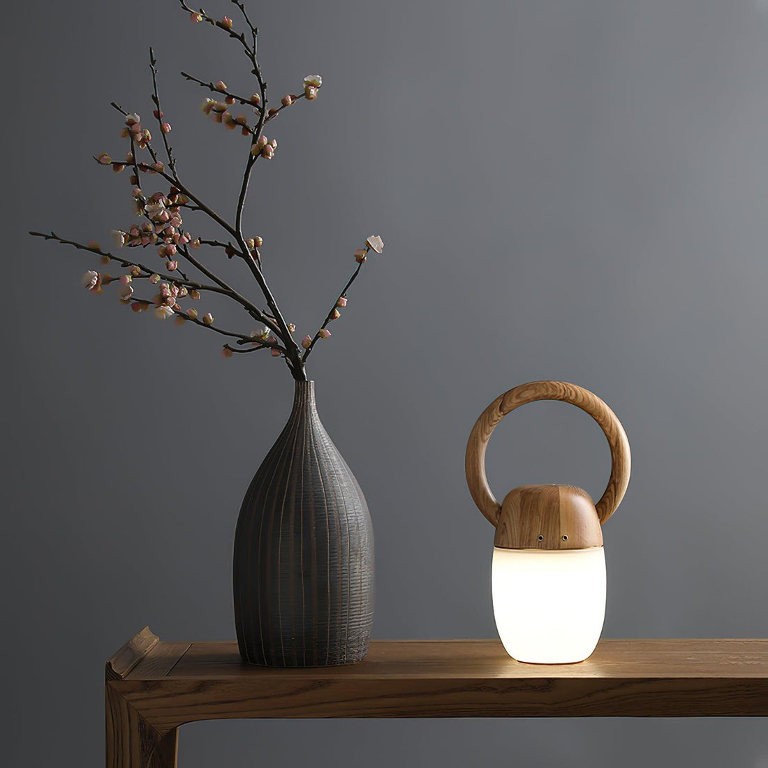 Zen Buddha Tischlampe – Wiederaufladbare LED-Lampe aus Holz für Zuhause und Büro