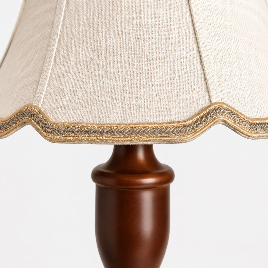 Vintage Fabric Table Lamp with Scalloped Shade