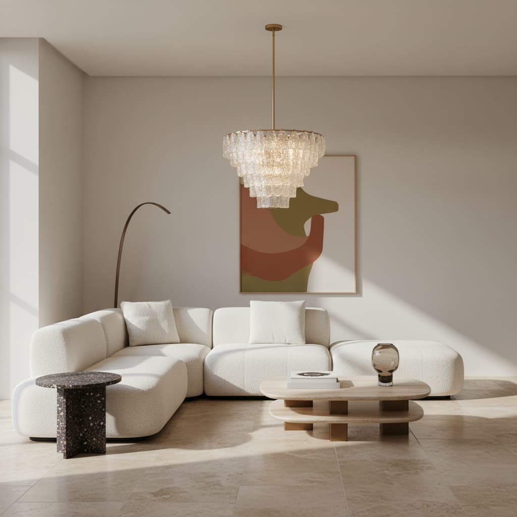 Lumvey Glass Round Chandelier - Elegant Pendant Light for Dining Room and Living Room