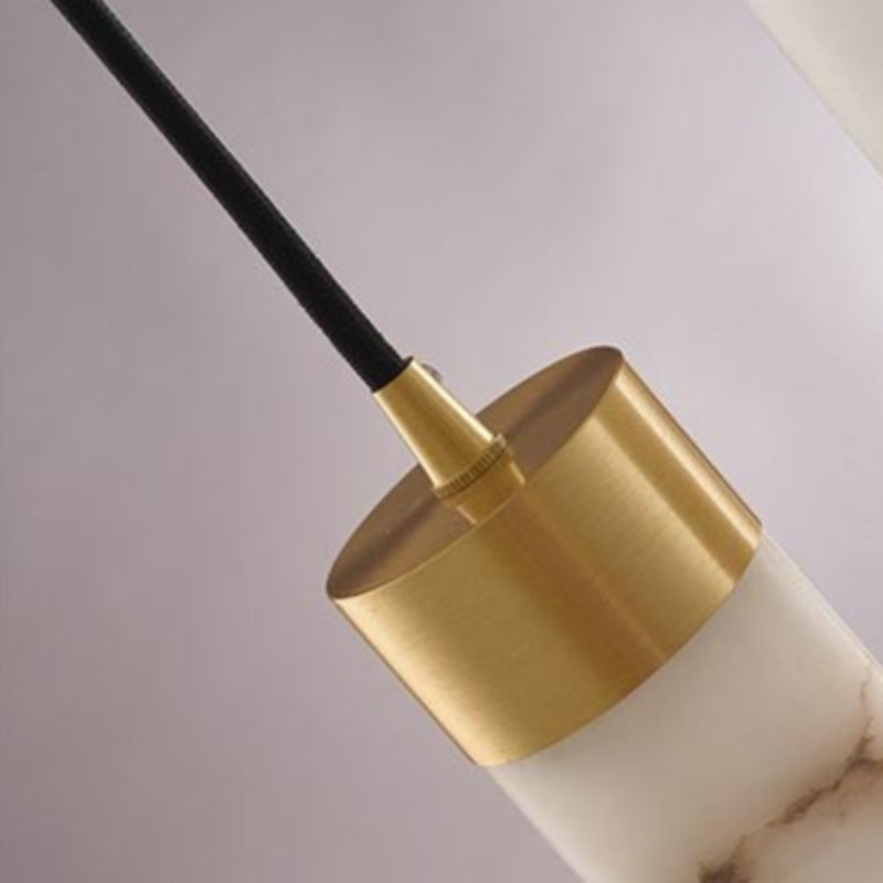 Neue Pendelleuchte aus Alabaster im chinesischen Stil mit langen Streifen, weiß