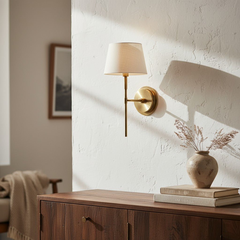 Cremaris Metal Wall Light with Fabric Shade - Timeless Sconce for Interior Lighting