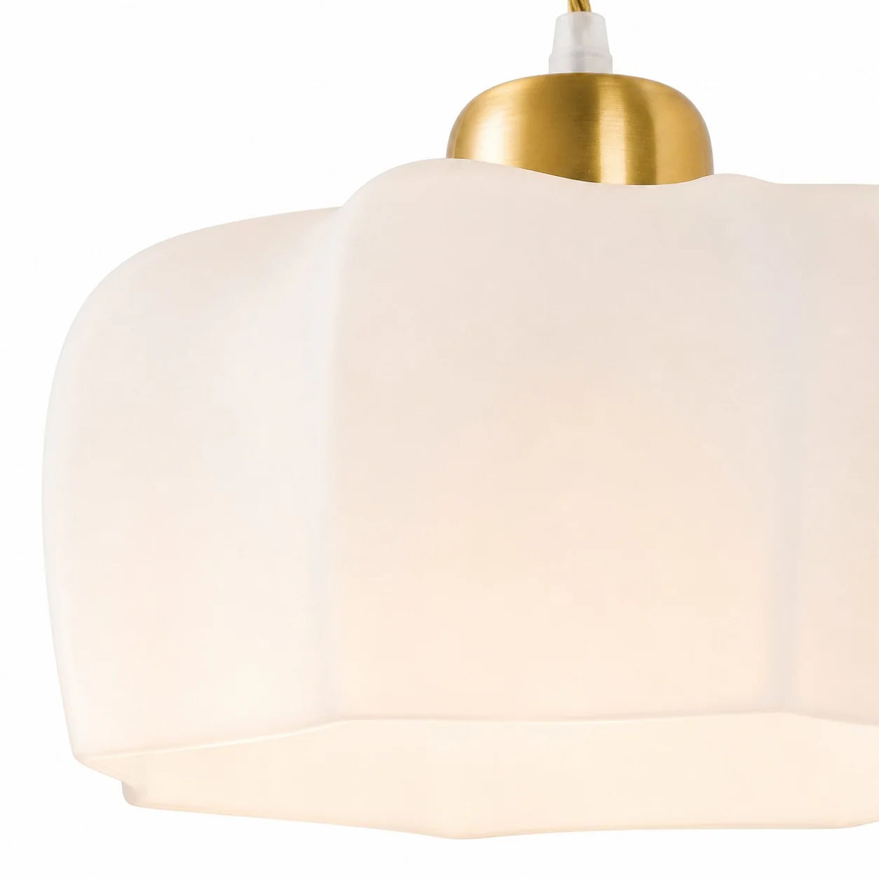 Close view of the scalloped glass shade detail