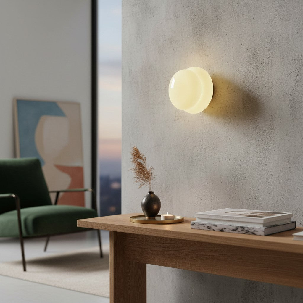 Orra Vintage Opalglas Wandlampe - Klassische runde Wandleuchte für Wohnzimmer