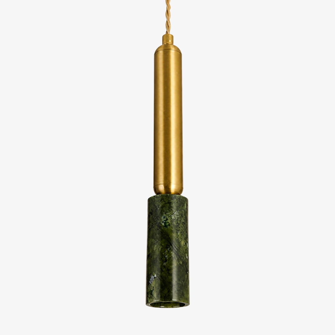 Slim Brass and Green Jade Pendant Light