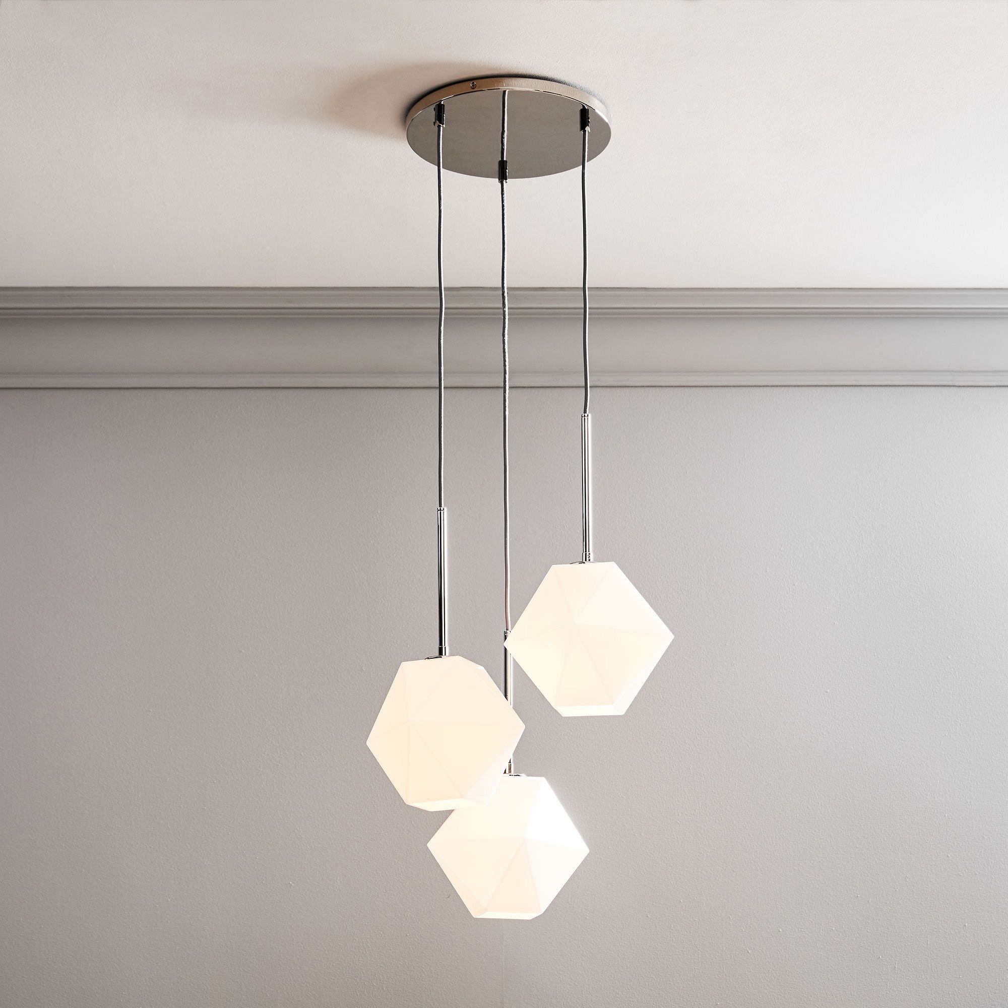 Talvior Sculptural Lighting - 3-Light Faceted Chandelier in Versatile Finishes | Explore Collection