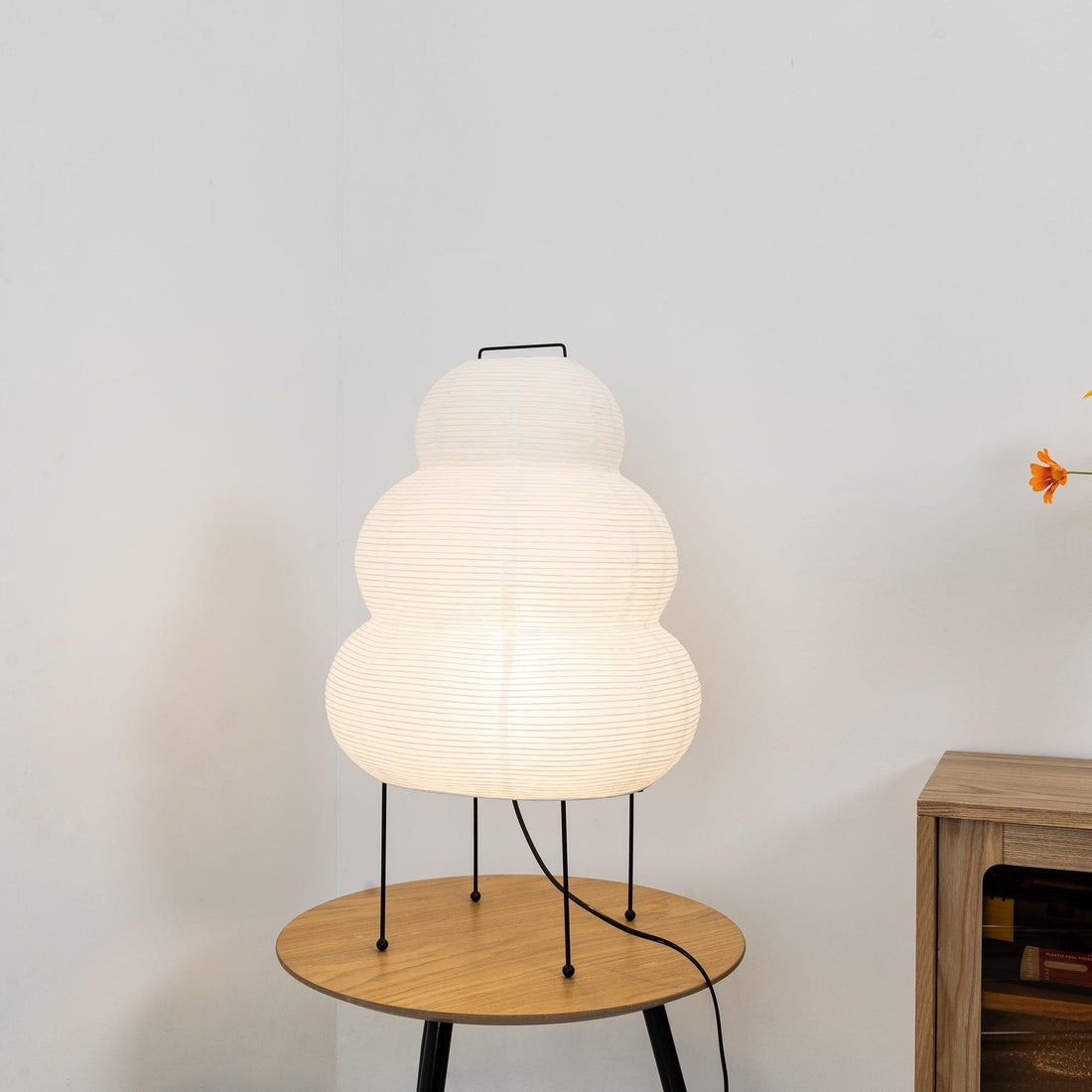 Japanisch inspirierte Papiertischlampe – Maulbeerpapierlampe fürs Schlafzimmer