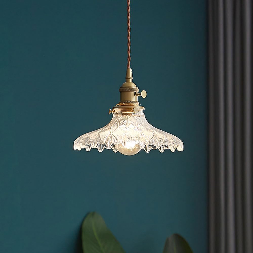Vintage Glass Pendant Light - Disc Design Fixture for Dining Entryway