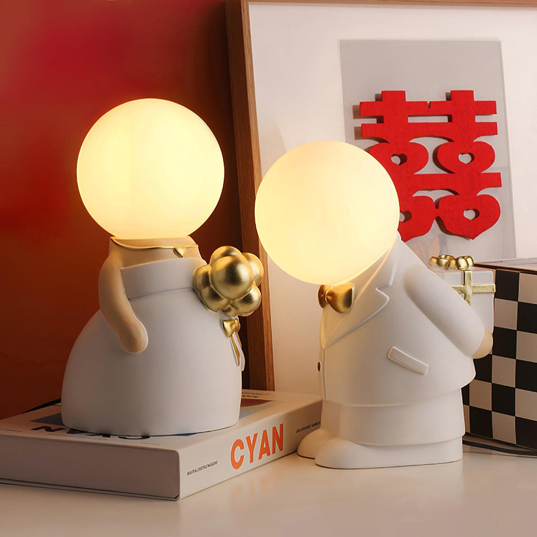 Tischlampe mit Hochzeitsfigur – wiederaufladbares LED-Licht für Veranstaltungen
