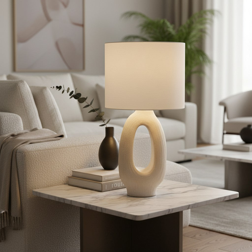 Ceruna Table Lamp with Ceramic Body and Textured Finish for Bedroom or Living Room