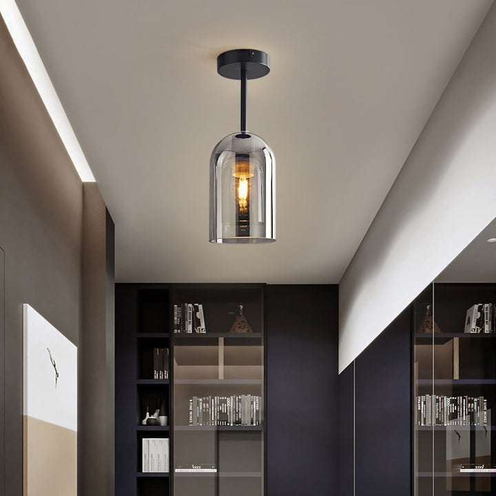Clear Glass Pendant Light - Modern Cylindrical Lamp For Hallway