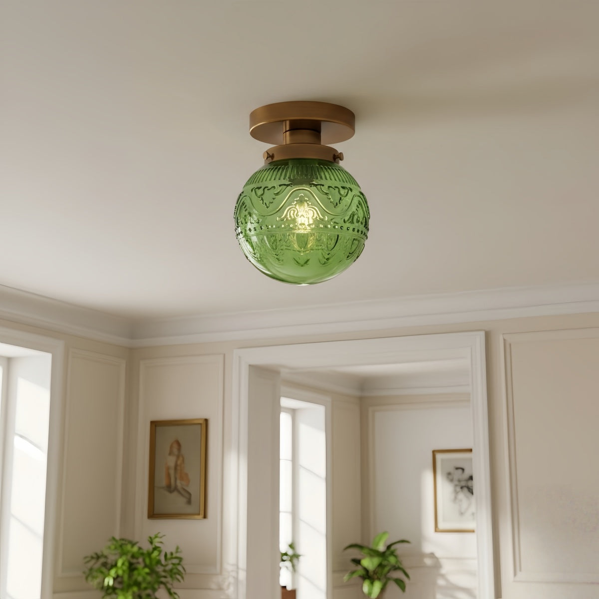 Naveliro Sphere Glass Flush Mount Ceiling Light - Timeless Design for Living Room and Kitchen