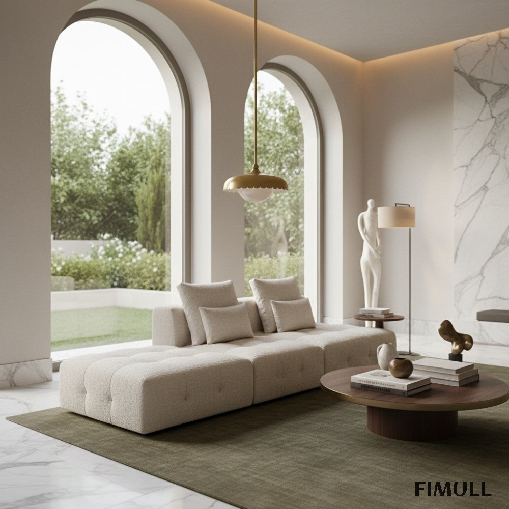 Rayla Brass Finish Pendant Lamp - Scallop Retro Glass Lamp for Kitchen