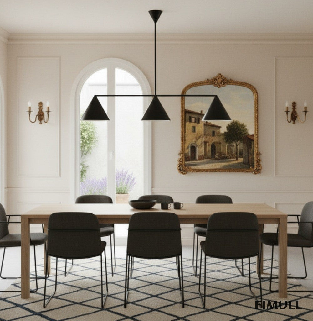 Brivana Modern Metal Chandelier - Black Cone Pendant Lamp for Office