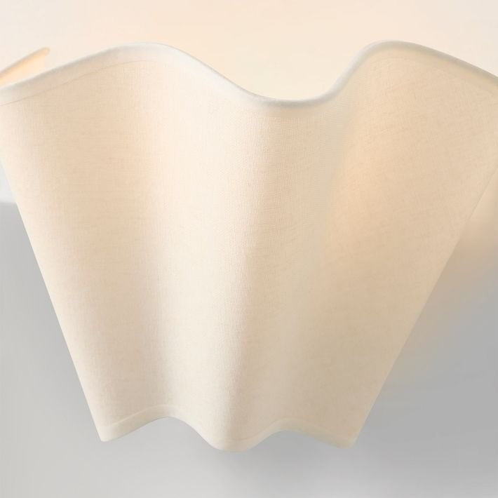 Oslan Modern Plug-In Sconce - Scalloped Ivory Linen Shade Wall Lamp