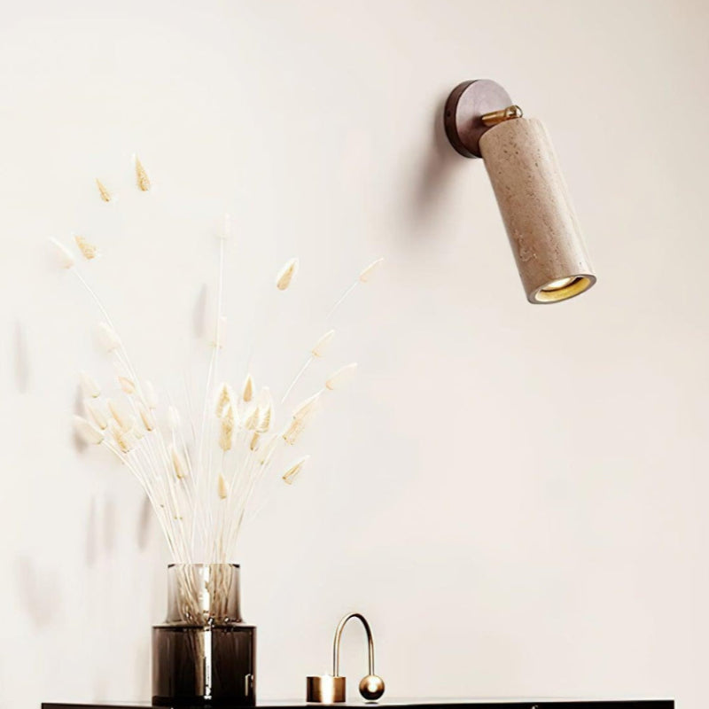 Adjustable Travertine Cylindrical Tube Wall Lamp