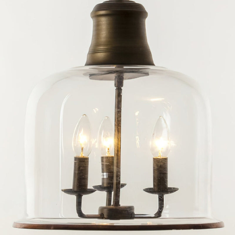 Retro Glass Bell Transparent Pendant Light