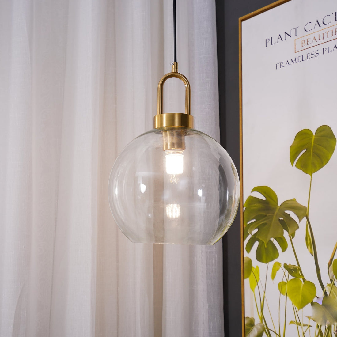 Kupferbeschichtete Glas-Plug-in-Hängeleuchte mit Kabel