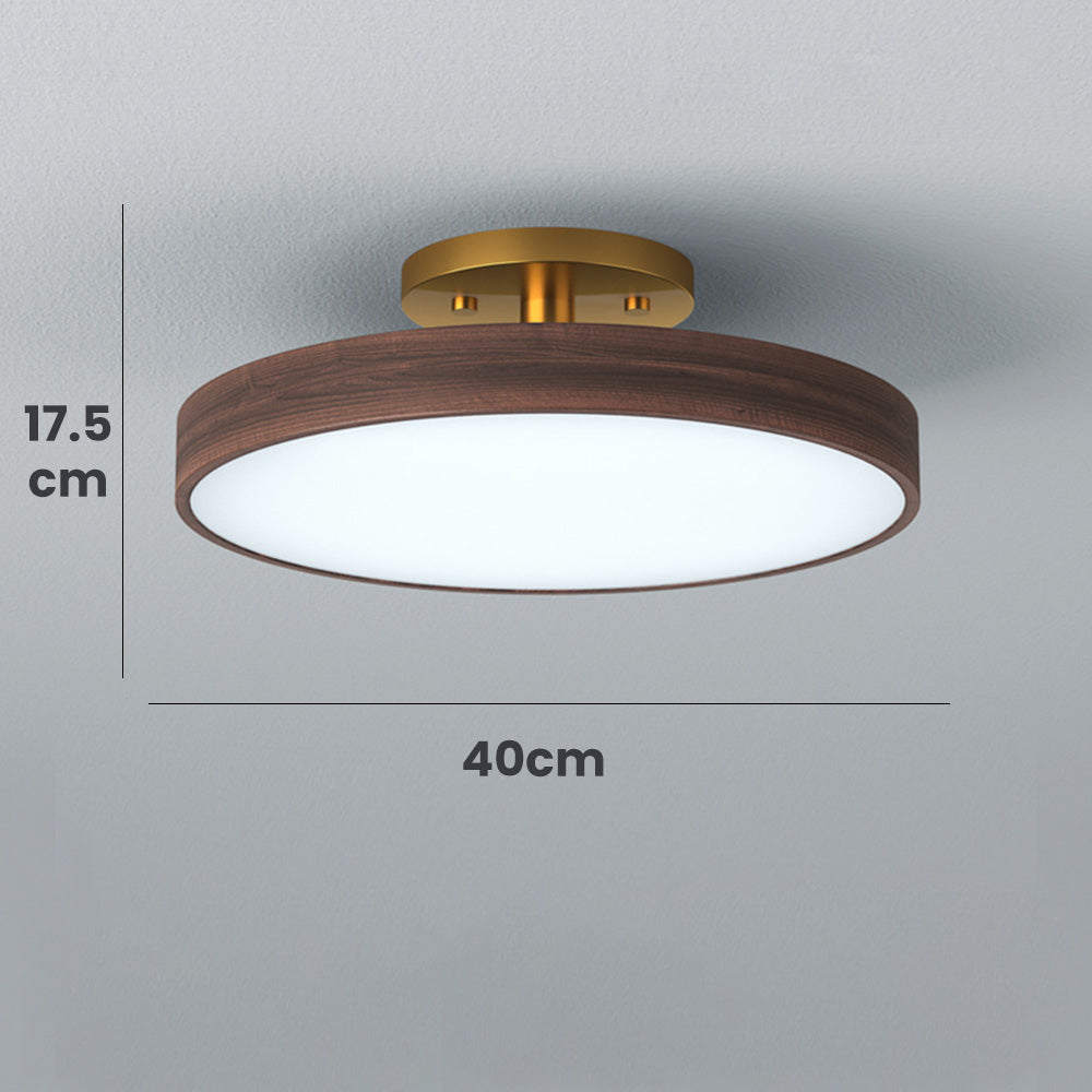 Round LED Ceiling Light - Modern Brown Acrylic Lamp for Bedroom