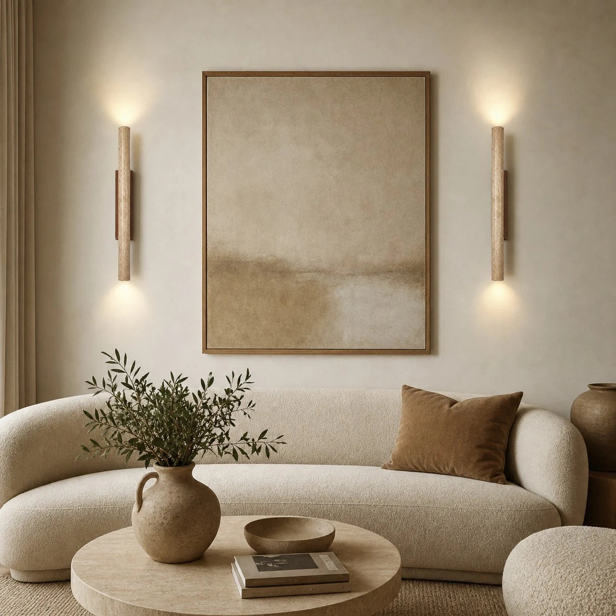 stone linear wall sconce scene