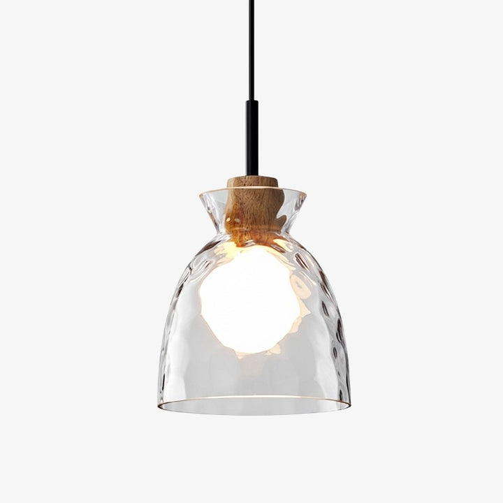 Quenora Ripple Pendant Light – Rippled Glass Shade Hanging Lamp for Dining or Kitchen U23