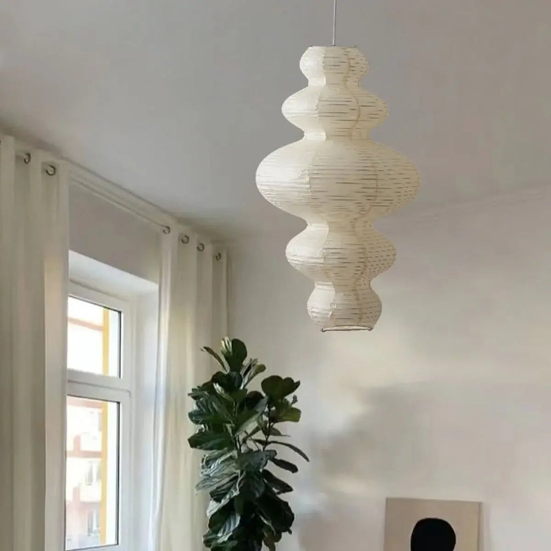 Sculptural Rice Paper Pendant Lamp - Luxurious Lamp for Bedroom