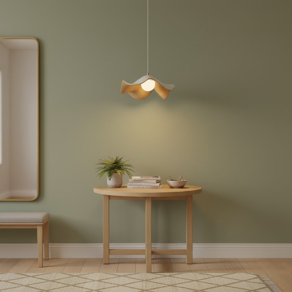 Leaf Vein Glass Plug-In Pendant Lamp