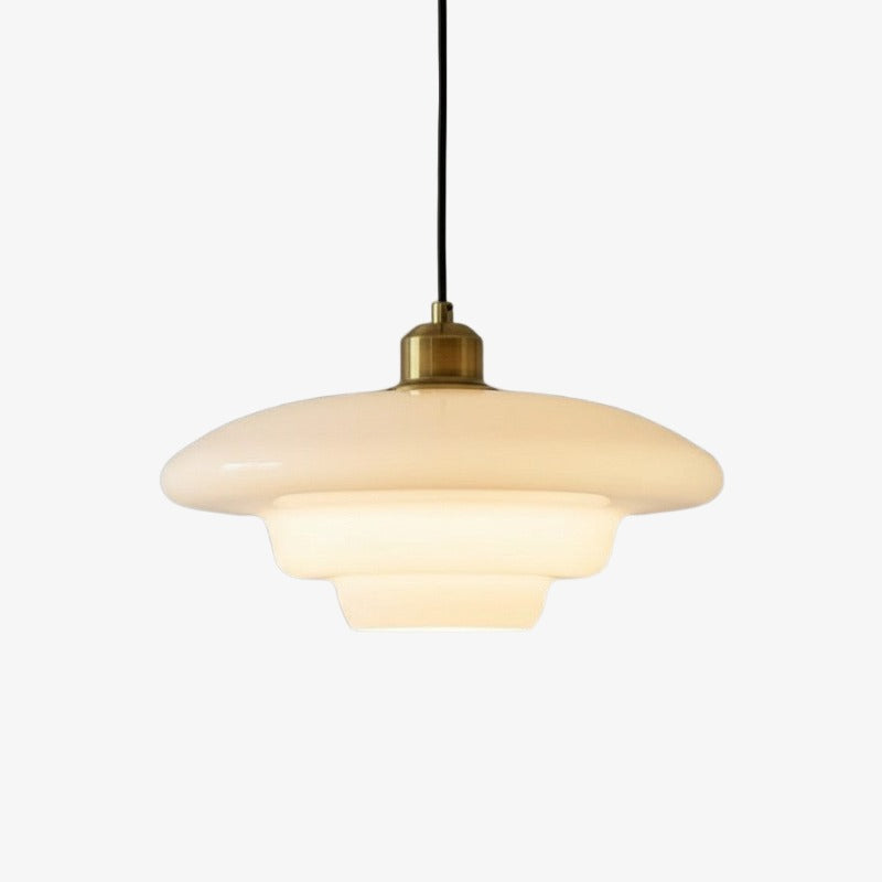 Opalisse Milk Glass Dome Pendant Lamp - Art Deco Pendant Light for Dining Room
