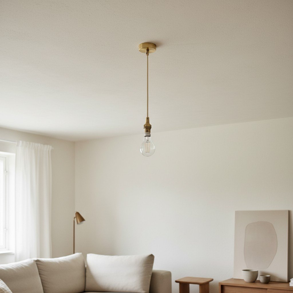 Plaitar Modern Brass Pendant Light - Minimalist Ceiling Fixture with Braided Cord for Hallways