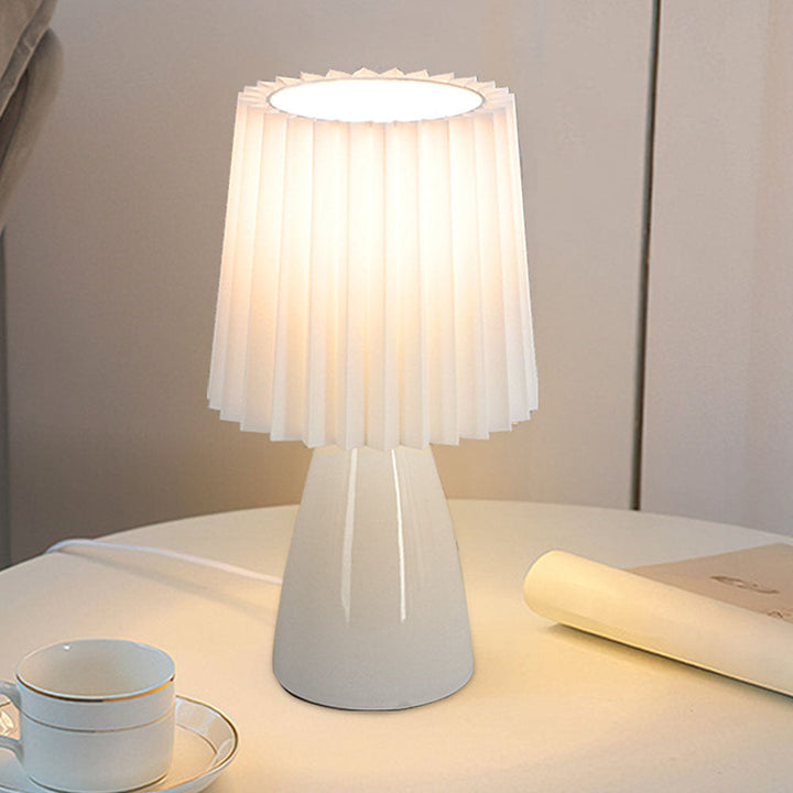 Modern Mini Table Lamp - Simple Fabric Shade with Metal Base