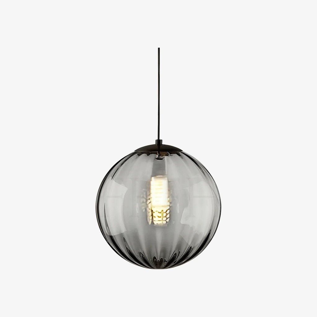 Lunorie Iron Metal Glass Globe Pendant Light – Sculpted Adjustable Pendant for Dining Spaces