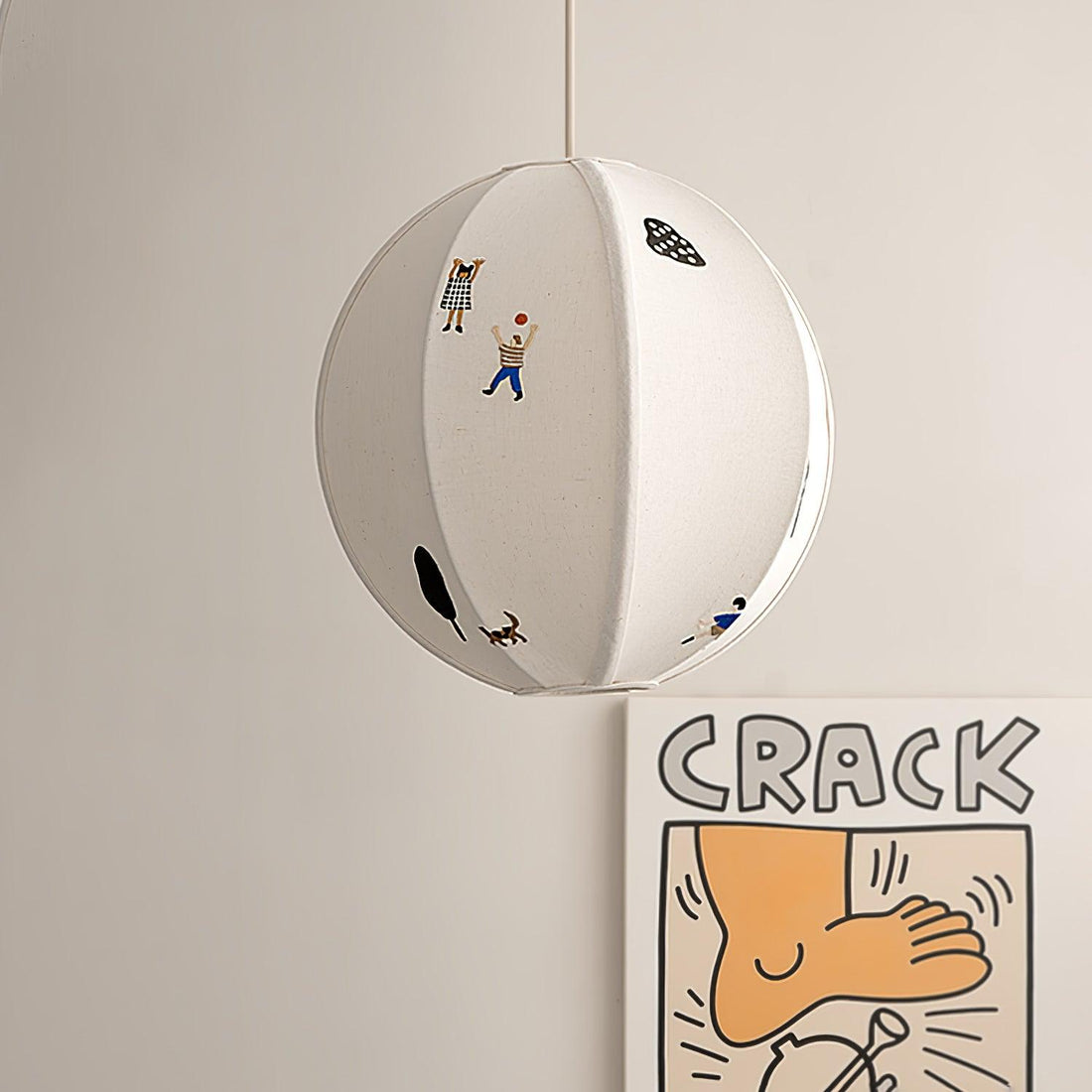 Bunte Baumwoll-Szenenpendelleuchte mit Stecker