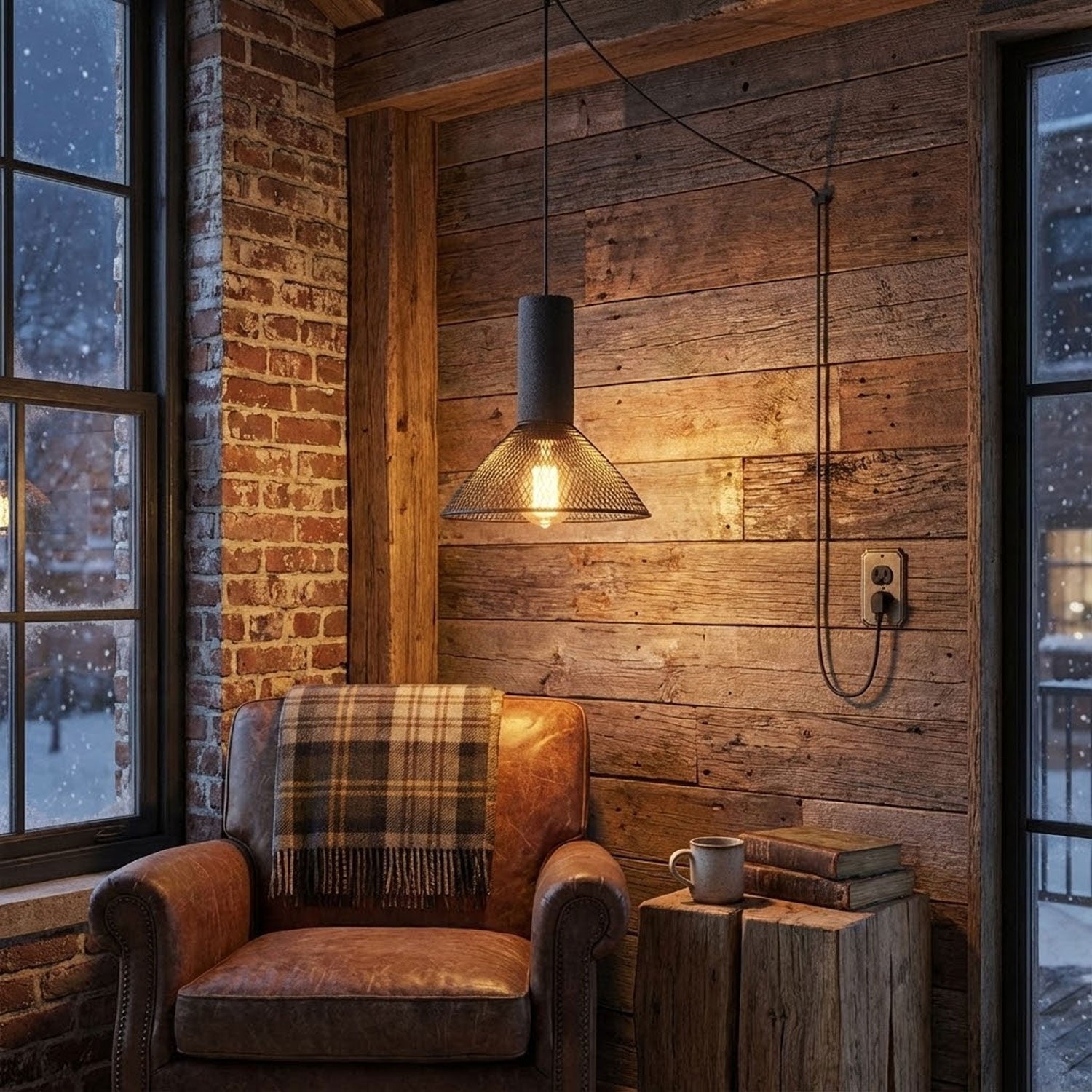 Perforated Iron Plug-In Pendant Light