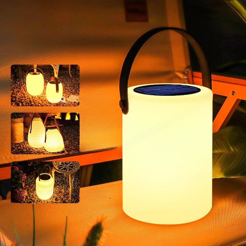 Tragbare Laternen-Tischlampe – Schlankes Weiß – Solarbetrieben wiederaufladbar