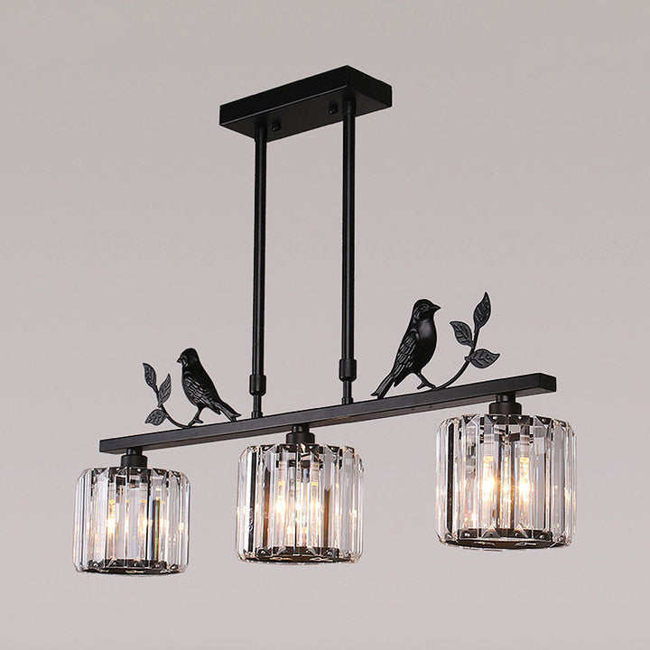 Crystal Island Pendant Light - Multi-Head Bird Theme Luxe Design