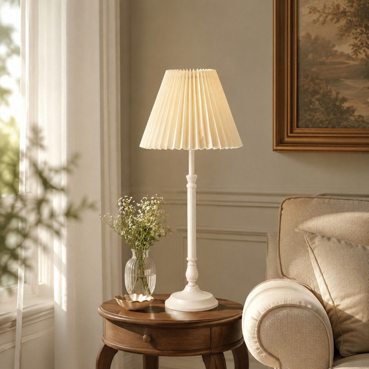 French Country Fabric Metal Table Lamp