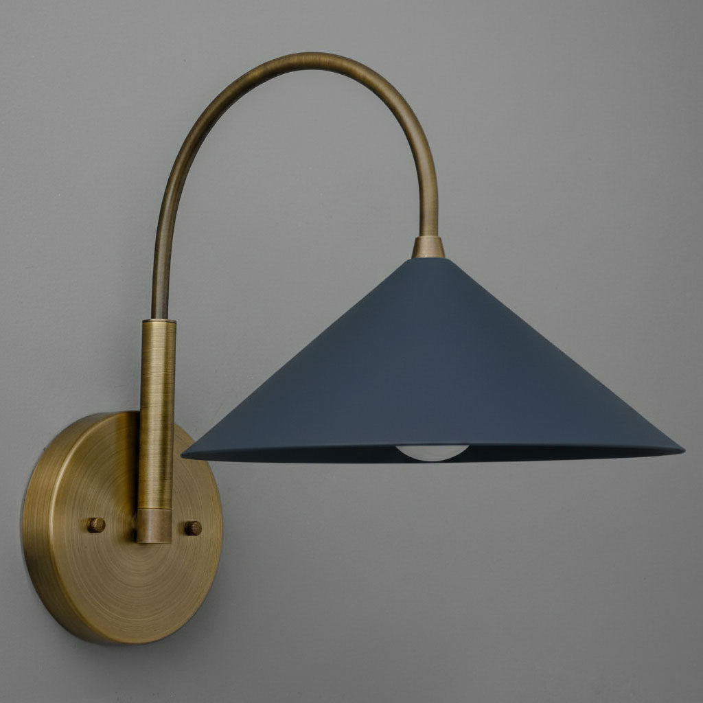 Curva Metal Vintage Wall Sconce  - Elegant Cone Shade for Bedrooms