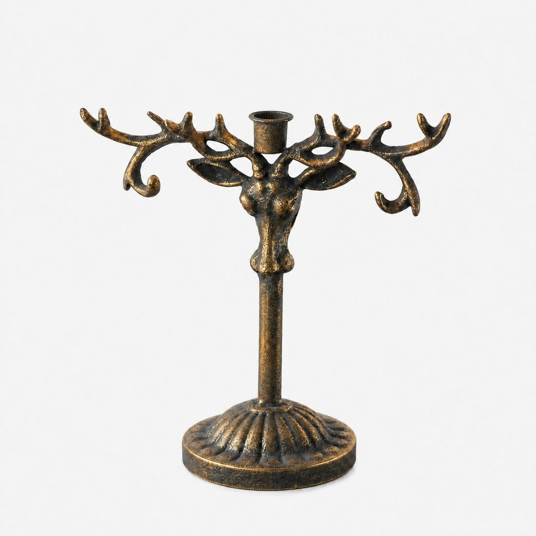 Vintage Deer Head Iron Candle Holder