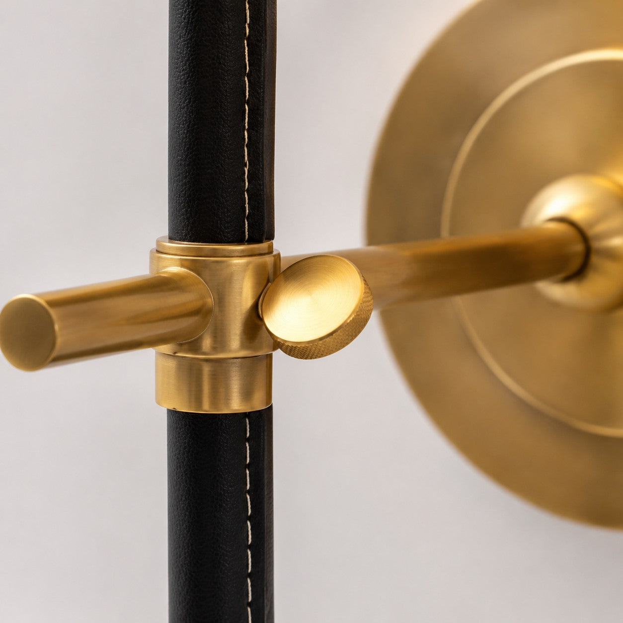 Vintage Leather and Brass Wall Sconce