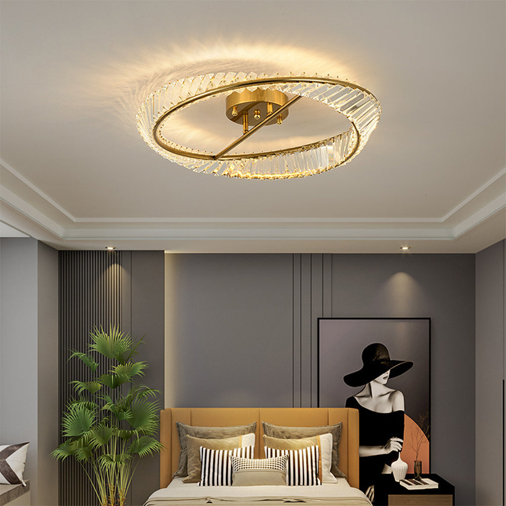 Modern LED Crystal Ceiling Lamp – Round Fixture for Living Room