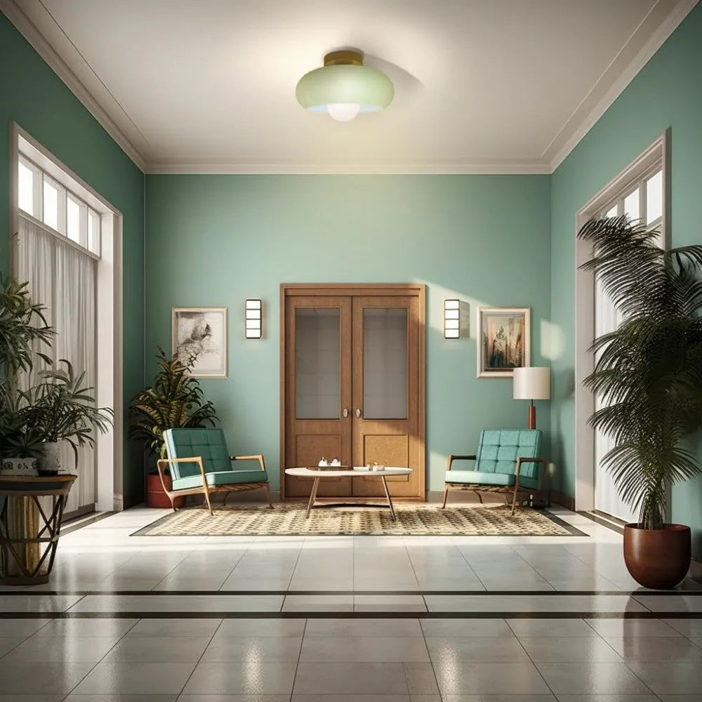 Retro Glass Ceiling Light - Round Fixture for Living Room